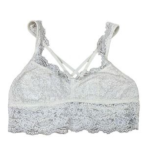 Aerie Cream Lace Criss Cross Bralette Bra Size Medium